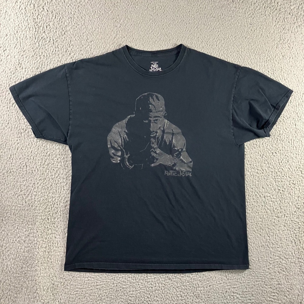 Poetic Justice Graphic‎ T-Shirt Men XL Tupac Shakur Black S/S Rap 90s Streetwear